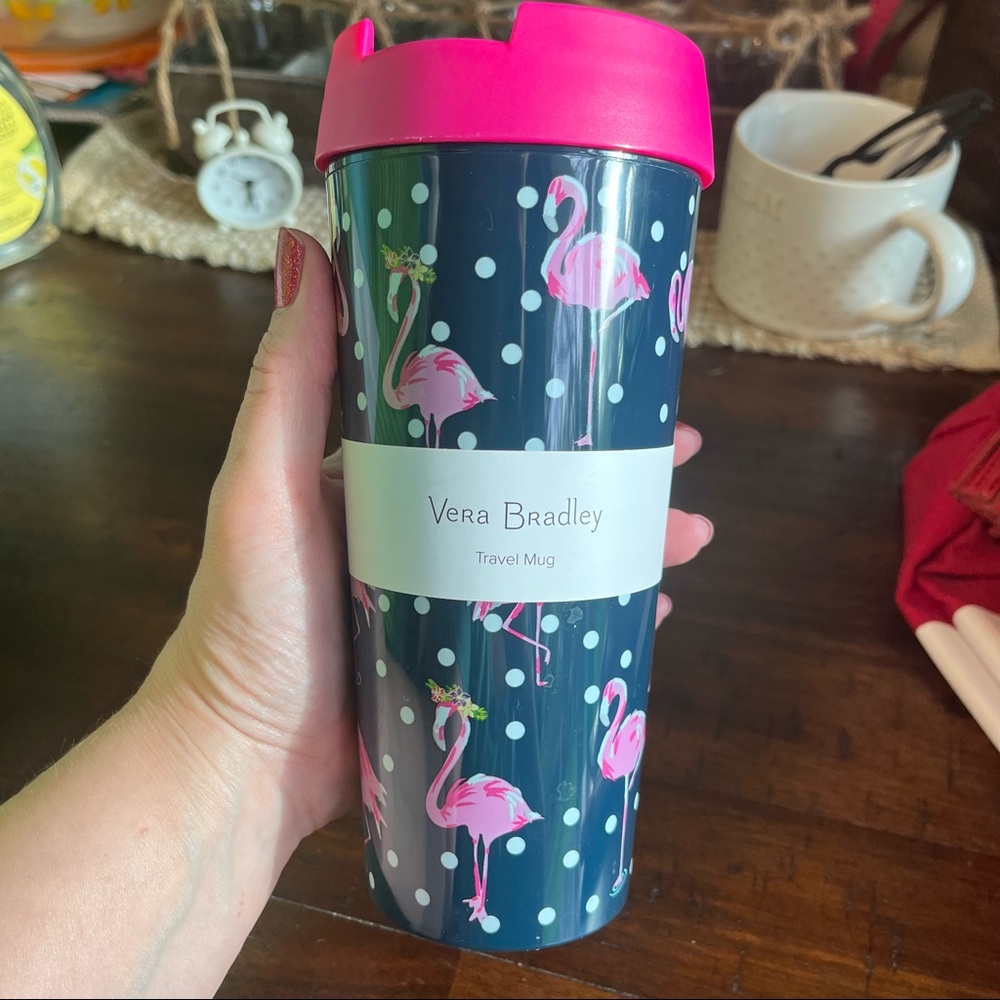 Vera Bradley Pink Flamingo Travel Mug 16 oz